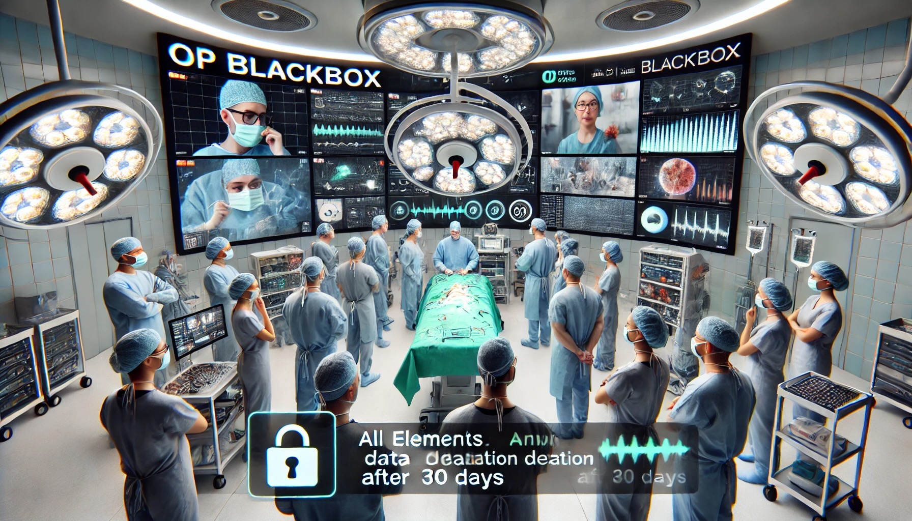 Wie sich ChatGPT im Verein mit DALL-E eine KI-gestützte Blackbox für den OP-Saal vorstellt. / KI-prompt: spu